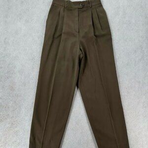 Escada Olive Wool Pleated Tapered Trouser Pants Womens 40 Dress Career